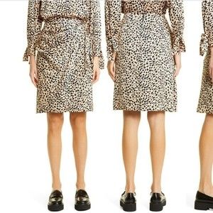 Hugo Boss Vedina Spot Print Faux Wrap Satin Skirt Sz 12